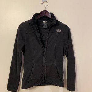 The North Face black fleece full zip lightweight logo jacket